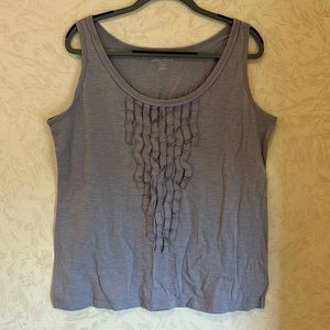 Eddie Bauer Lavender Gray Ruffle Cotton Tank Top Size XL